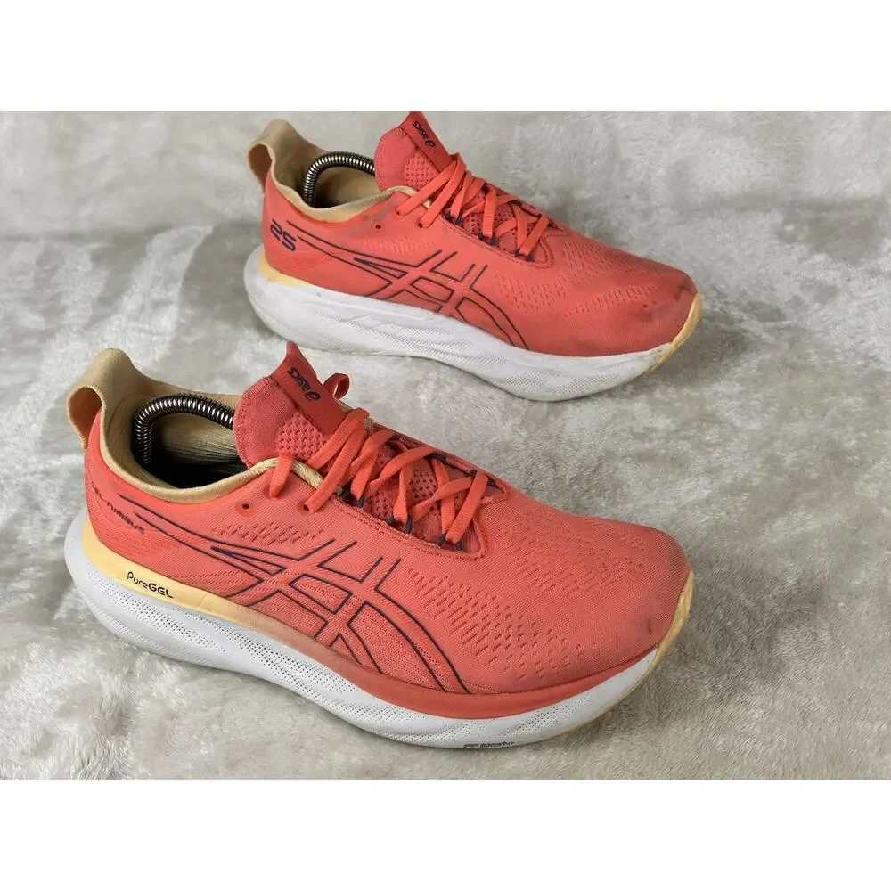 Asics Gel Nimbus 25 Shoes Womens 9.5 Orange Athletic Running Sneakers 1012B356